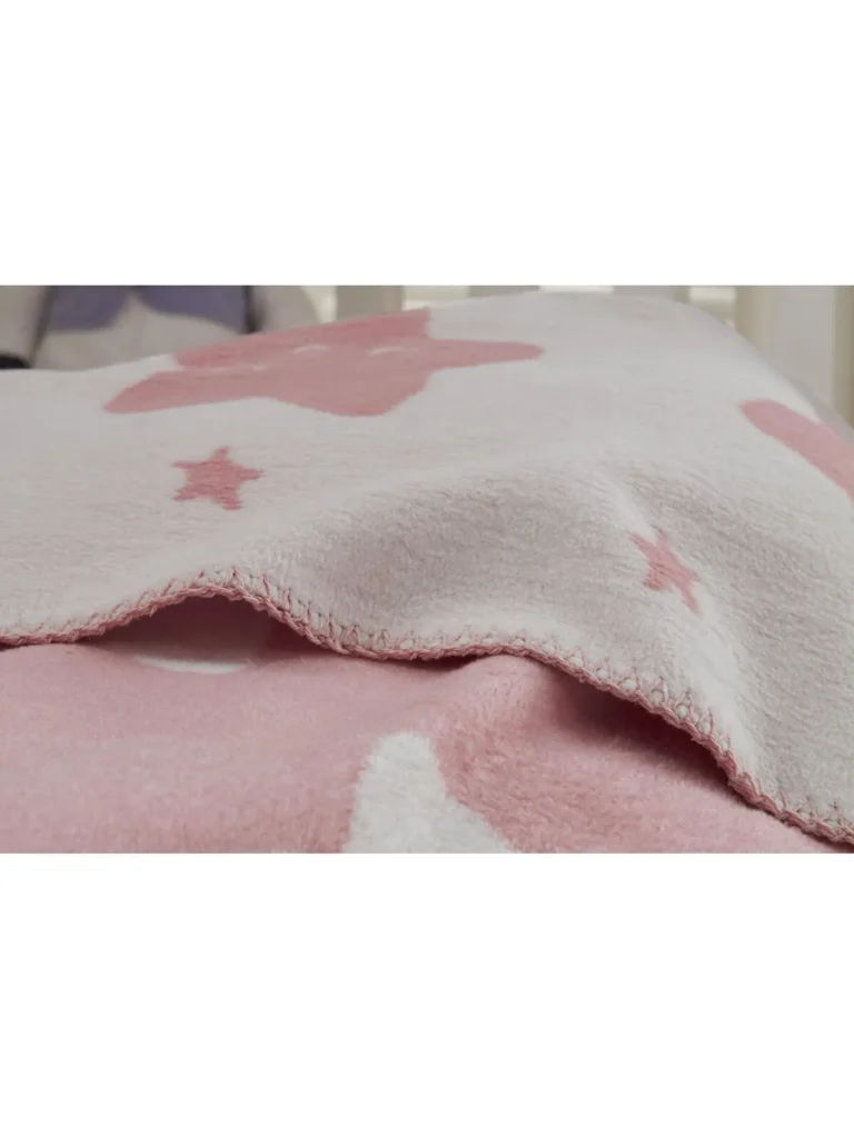 Dolce Bonita Home Pamuklu Bebek Battaniye Star Pembe – 100×120 cm, Yumuşak ve Nefes Alan Bebek Battaniyesi