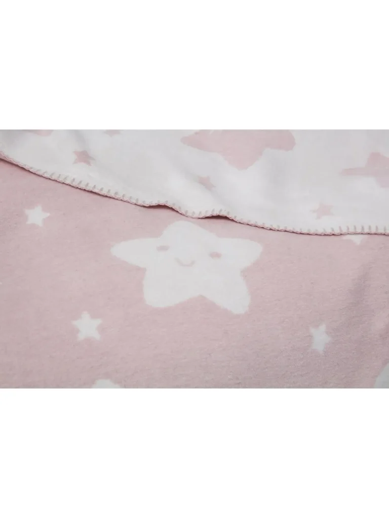 Dolce Bonita Home Pamuklu Bebek Battaniye Star Açık Pudra – 100×120 cm, Yumuşak ve Nefes Alan Bebek Battaniyesi